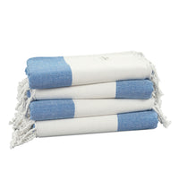 Set of 4 Herringbone Turkish Beach Towels - Placid Blue