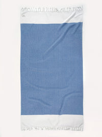 Set of 4 Herringbone Turkish Beach Towels - Placid Blue