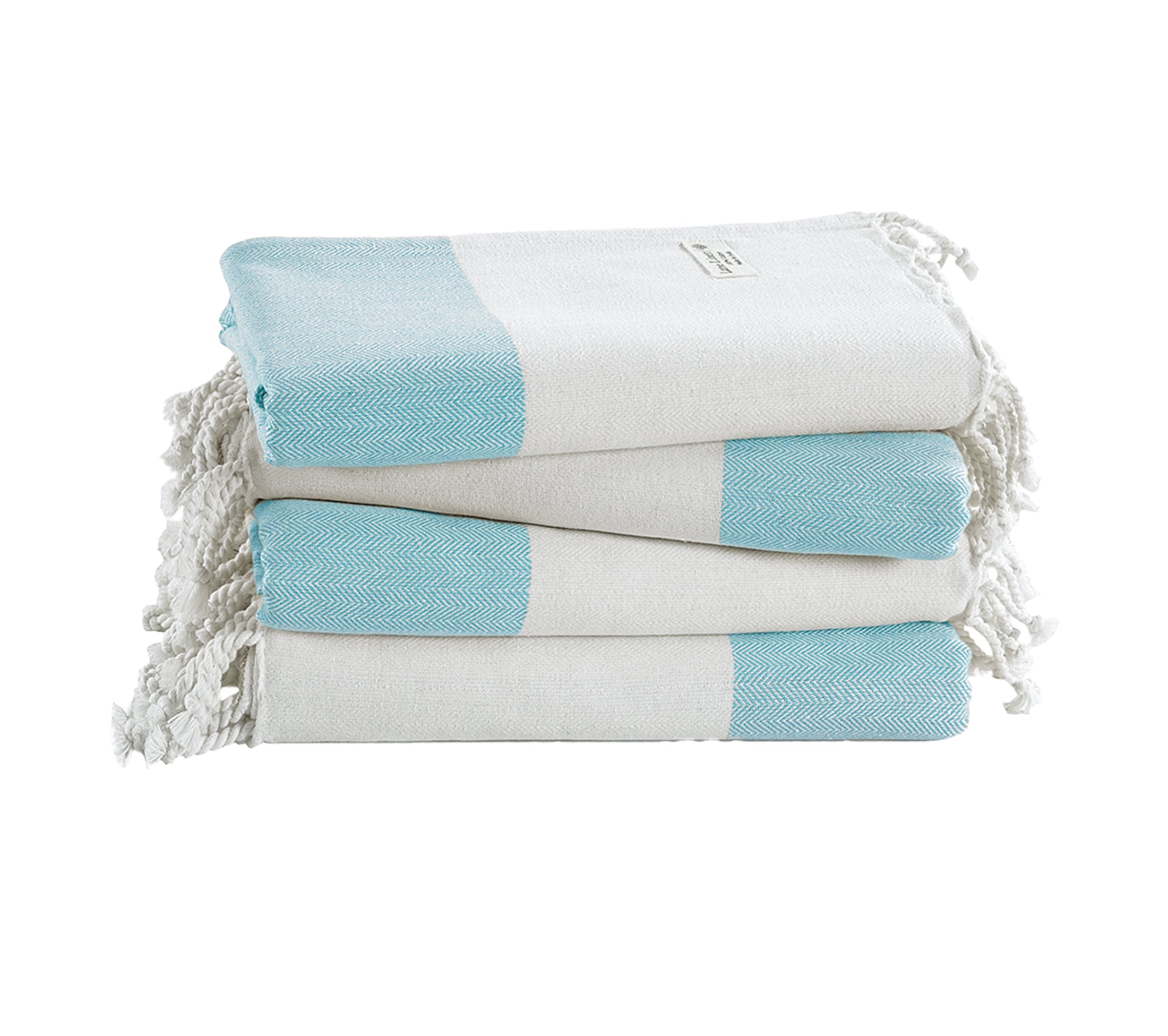 Set of 4 Herringbone Turkish Beach Towels - Plume