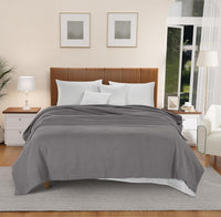 100% Cotton Herringbone Blanket - Silver