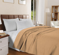 100% Cotton Herringbone Blanket - Tan