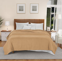 100% Cotton Herringbone Blanket - Tan