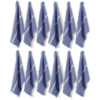 Set of 12 Herringbone Kitchen Towels - Blue