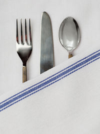 Set of 12 Herringbone Kitchen Towels - Blue Stripe
