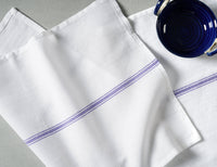 Set of 24 Herringbone Kitchen Towels - Blue Stripe