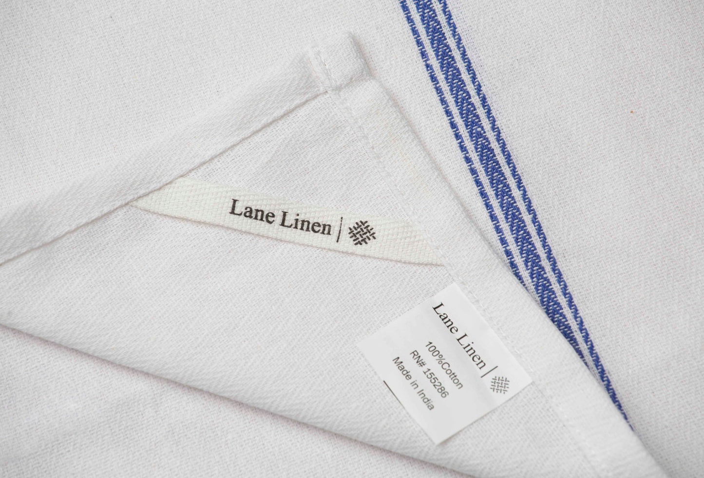 Set of 48 Herringbone Kitchen Towels - Blue Stripe