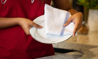 Set of 48 Herringbone Kitchen Towels - Blue Stripe