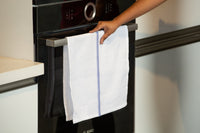 Set of 6 Herringbone Kitchen Towels - Blue Stripe