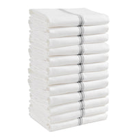 Set of 12 Herringbone Kitchen Towels - Grey Stripe