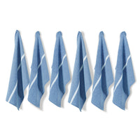 Set of 6 Herringbone Kitchen Towels - Indigo