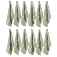 Set of 12 Herringbone Kitchen Towels - Olive