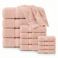 12 Piece 100% Cotton Towel Set 550GSM - Pearl Blush