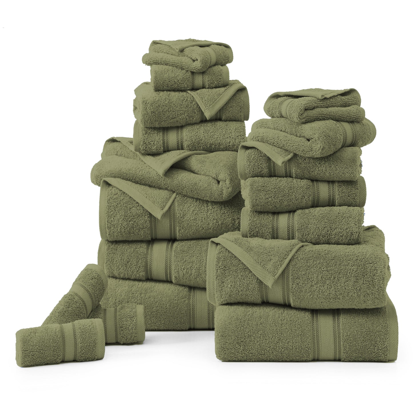 18 Piece 100% Cotton Towel Set 550GSM - Oil Green