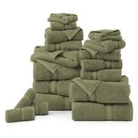 18 Piece 100% Cotton Towel Set 550GSM - Oil Green