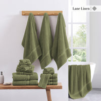 18 Piece 100% Cotton Towel Set 550GSM - Oil Green