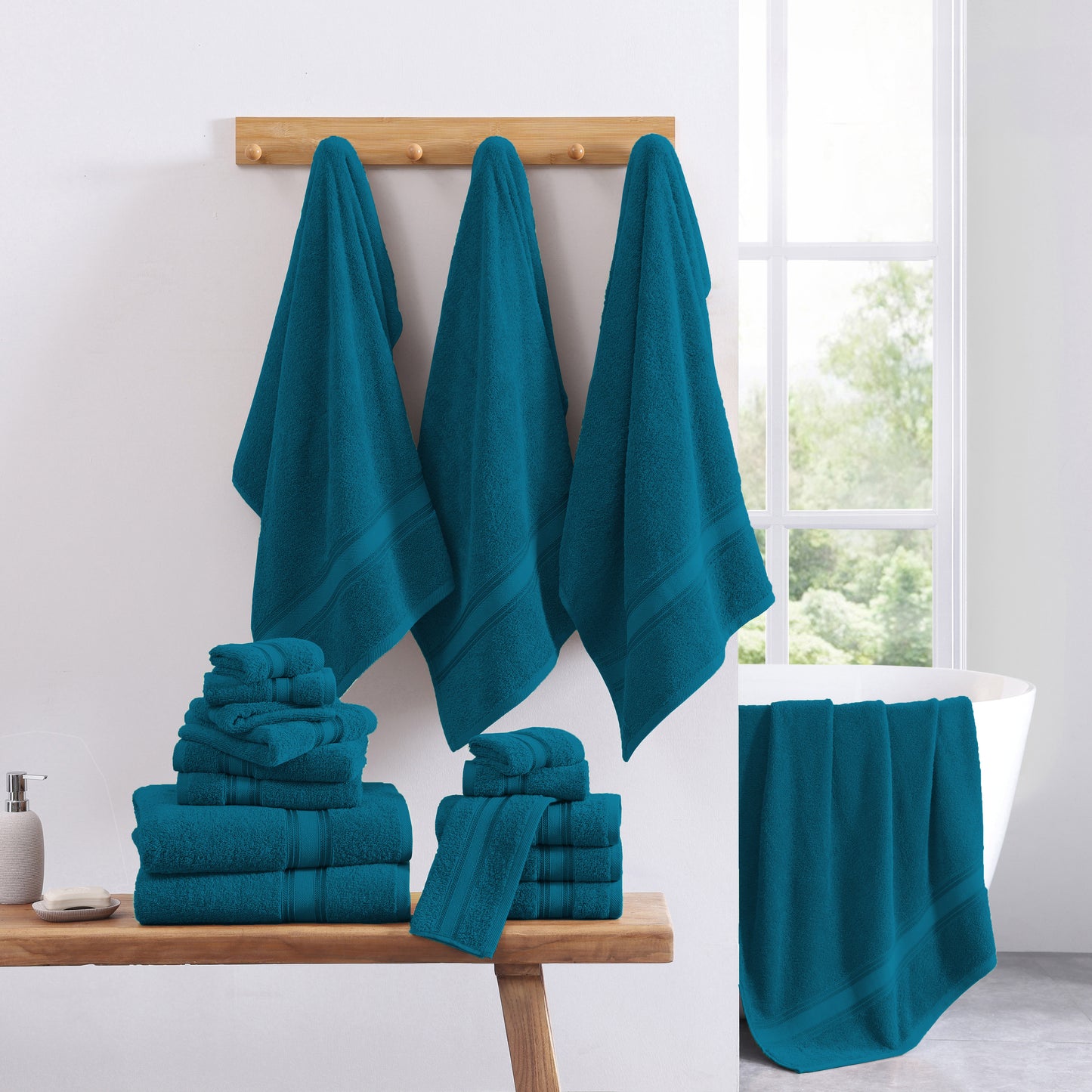 18 Piece 100% Cotton Towel Set 550GSM - Sea Port