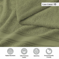 6 Piece Cotton Towel Set 550GSM - Oil Green
