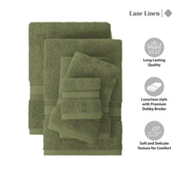 6 Piece Cotton Towel Set 550GSM - Oil Green