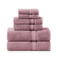 6 Piece Cotton Towel Set 550GSM - Wishful Mauve