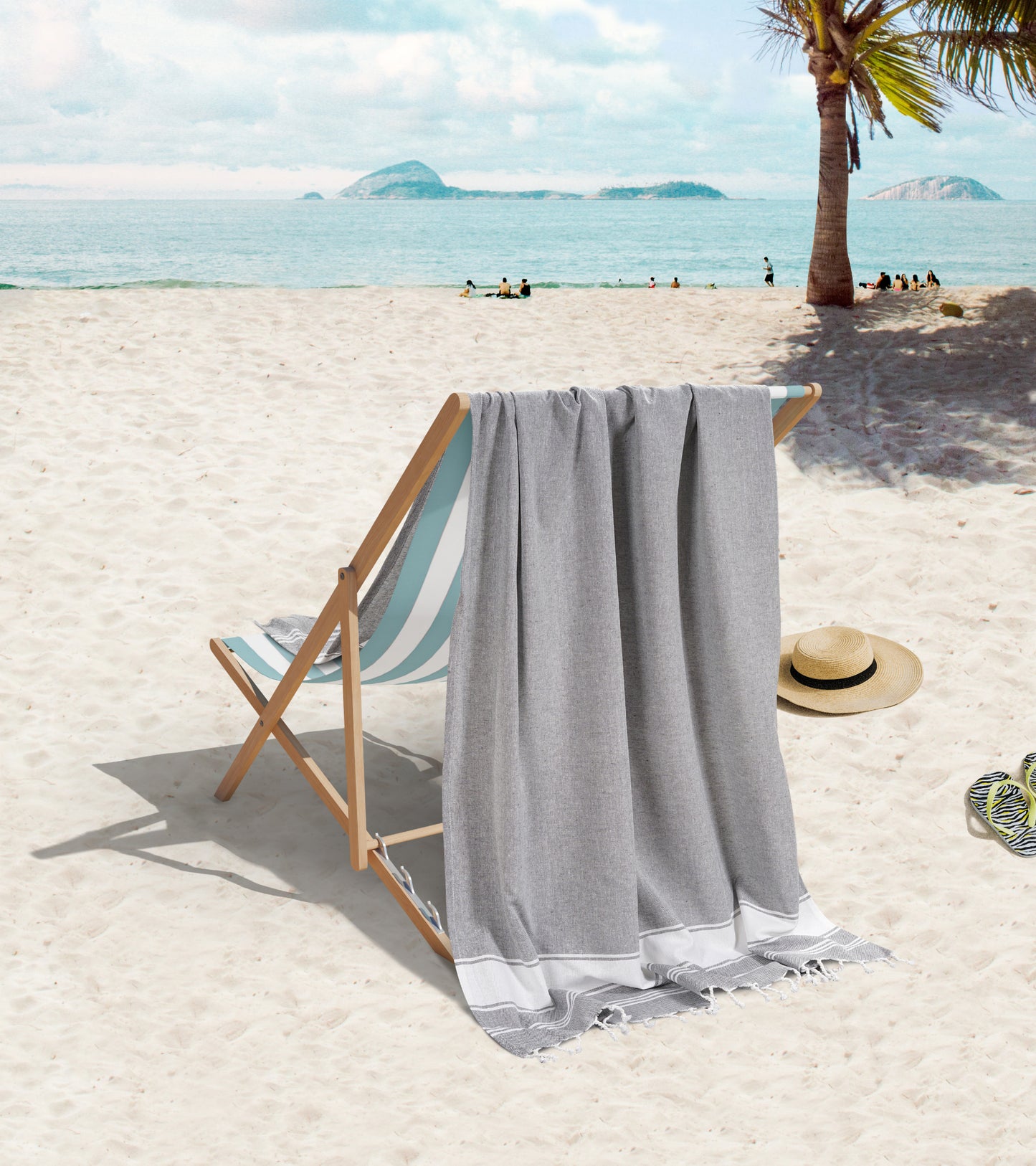 Set of 2 Chambray Turkish Beach Towels - Alloy