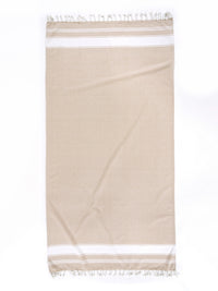 Set of 2 Chambray Turkish Beach Towels - Beige
