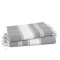 Set of 2 Chambray Turkish Beach Towels - Alloy