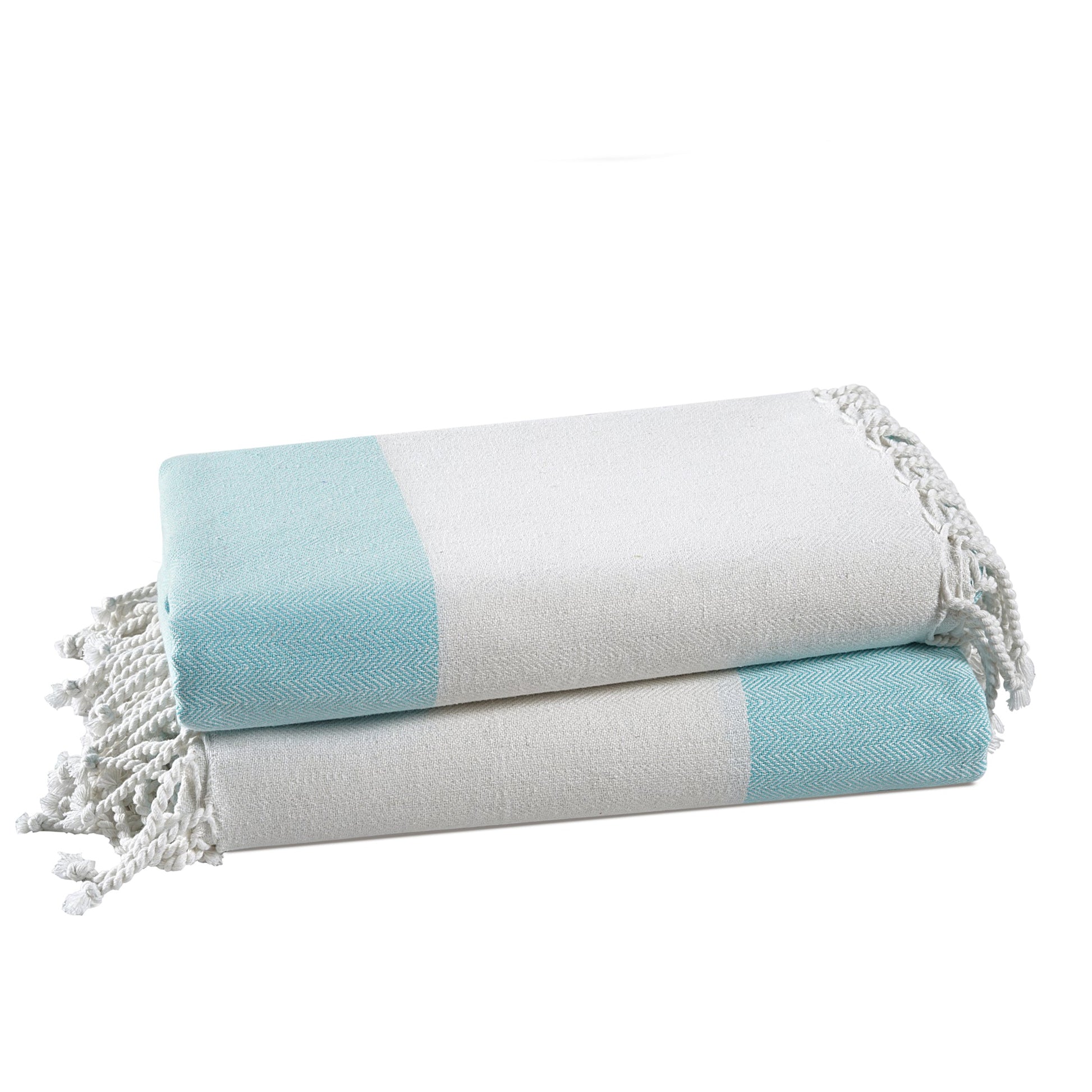 Set of 2 Herringbone Turkish Beach Towels  - Plume