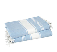 Set of 2 Chambray Turkish Beach Towels - Sky Blue
