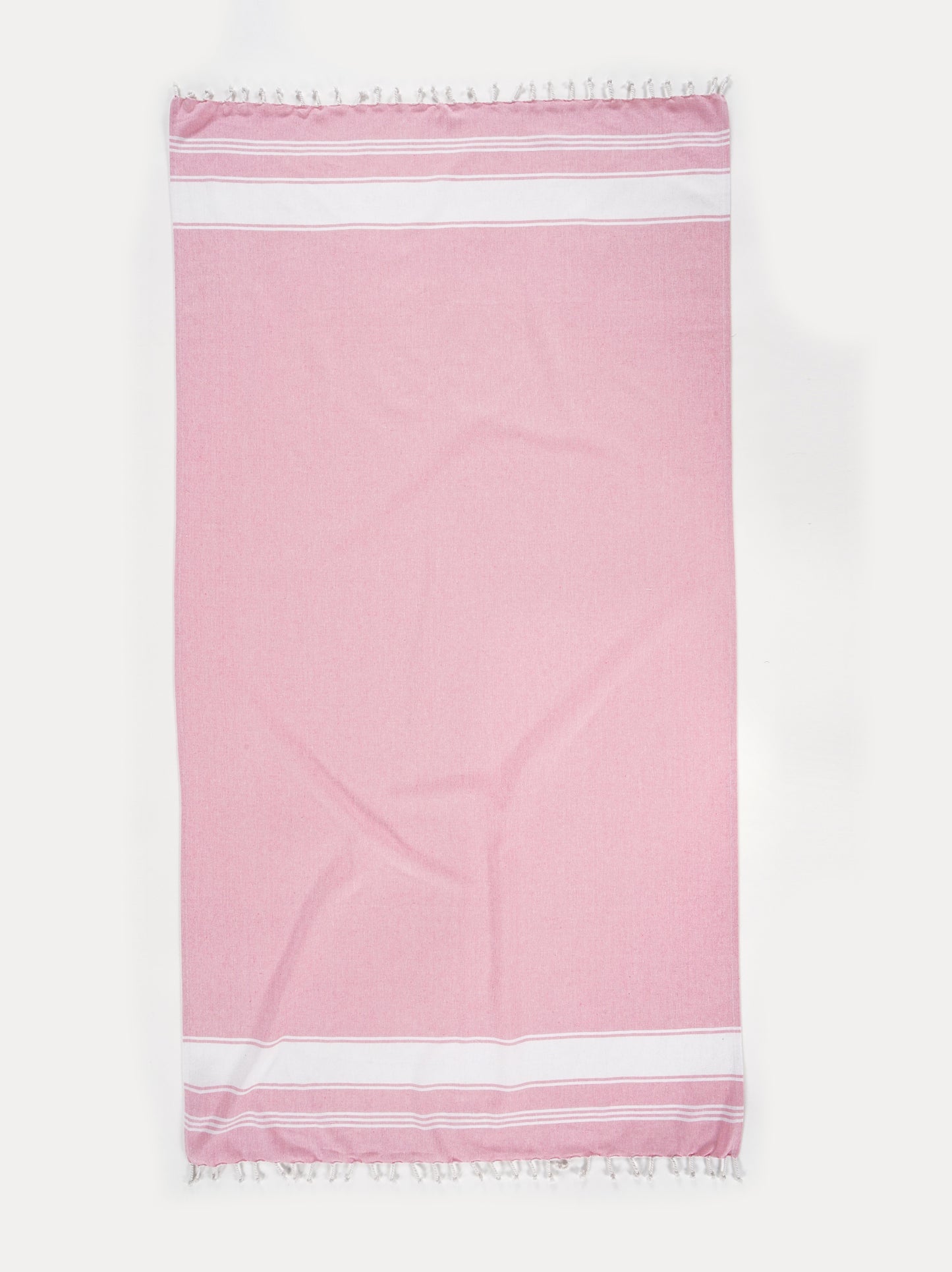 Set of 2 Chambray Turkish Beach Towels - Candy Pink