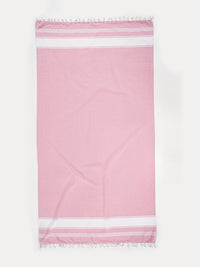 Set of 2 Chambray Turkish Beach Towels - Candy Pink