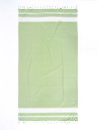 Set of 2 Chambray Turkish Beach Towels - Jade Lime