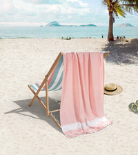 Set of 2 Chambray Turkish Beach Towels - Quartz Pink
