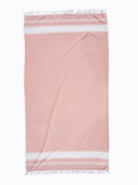 Set of 2 Chambray Turkish Beach Towels - Quartz Pink