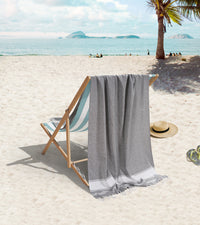 Set of 2 Chambray Turkish Beach Towels - Smoky Black