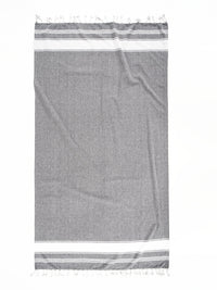 Set of 2 Chambray Turkish Beach Towels - Smoky Black