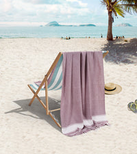 Set of 2 Chambray Turkish Beach Towels - Wistful Mauve
