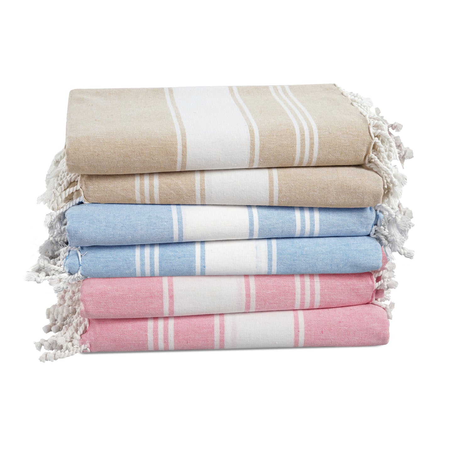 Set of 6 Chambray Turkish Beach Towels - Beach Club
