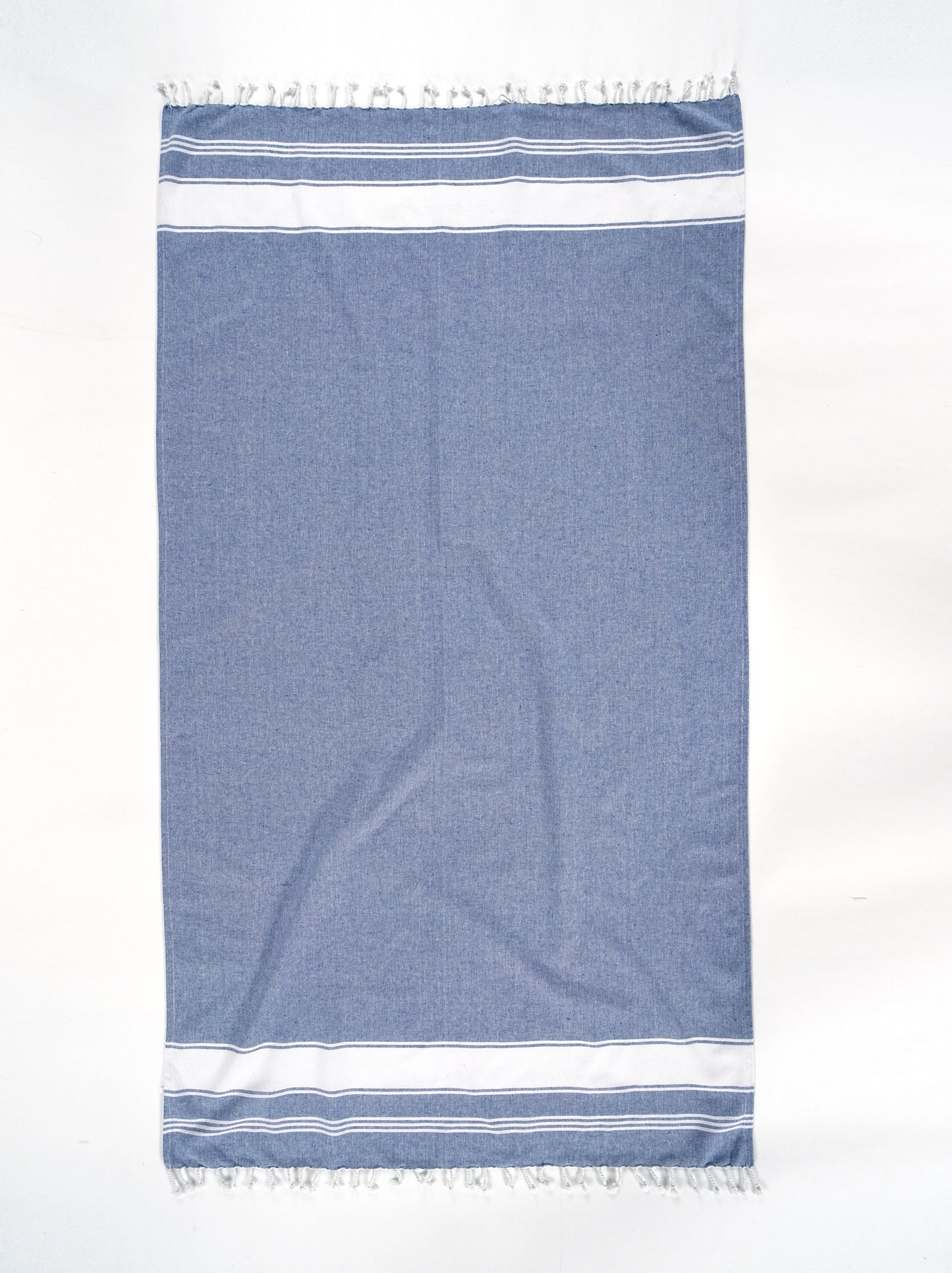 Set of 4 Chambray Turkish Beach Towels - Forever Blue