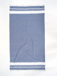 Set of 4 Chambray Turkish Beach Towels - Forever Blue