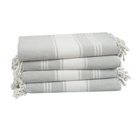 Set of 4 Chambray Turkish Beach Towels - Grey