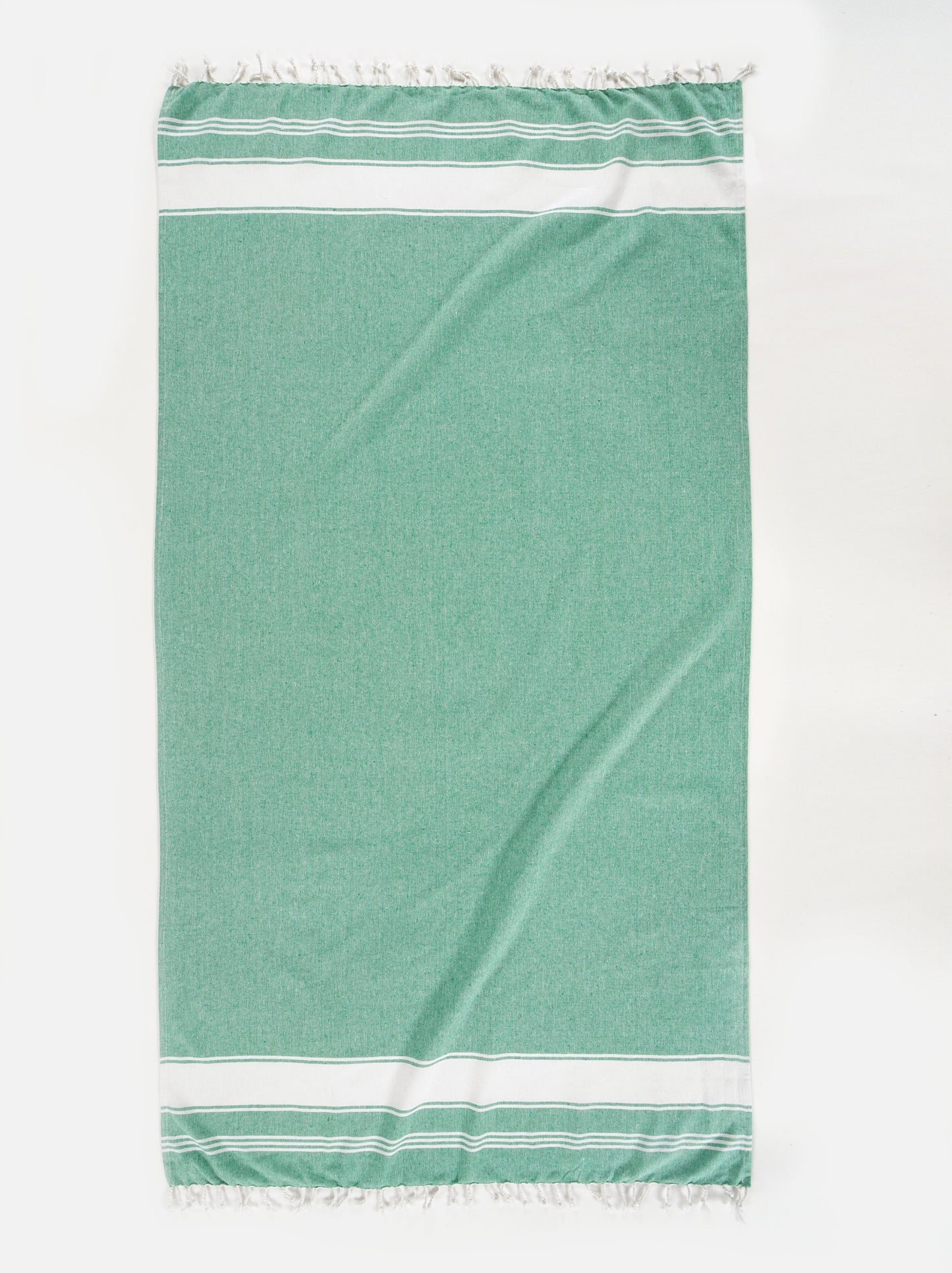 Set of 4 Chambray Turkish Beach Towels - Jade Green
