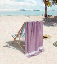 Set of 4 Chambray Turkish Beach Towels - Regal Orchid