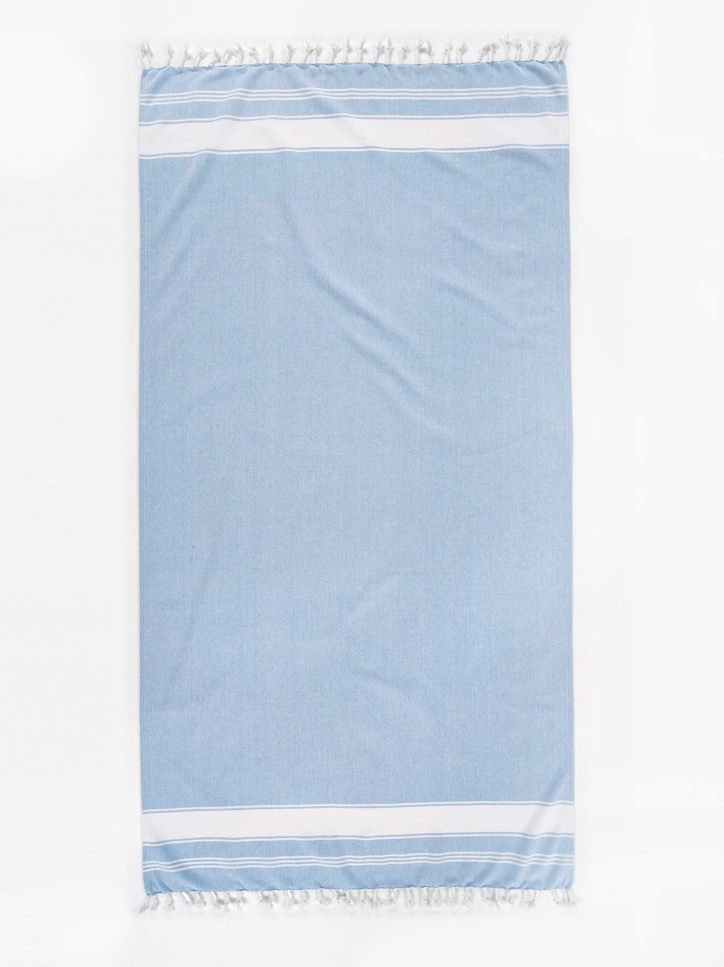 Set of 4 Chambray Turkish Beach Towels - Sky Blue