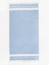 Set of 4 Chambray Turkish Beach Towels - Sky Blue