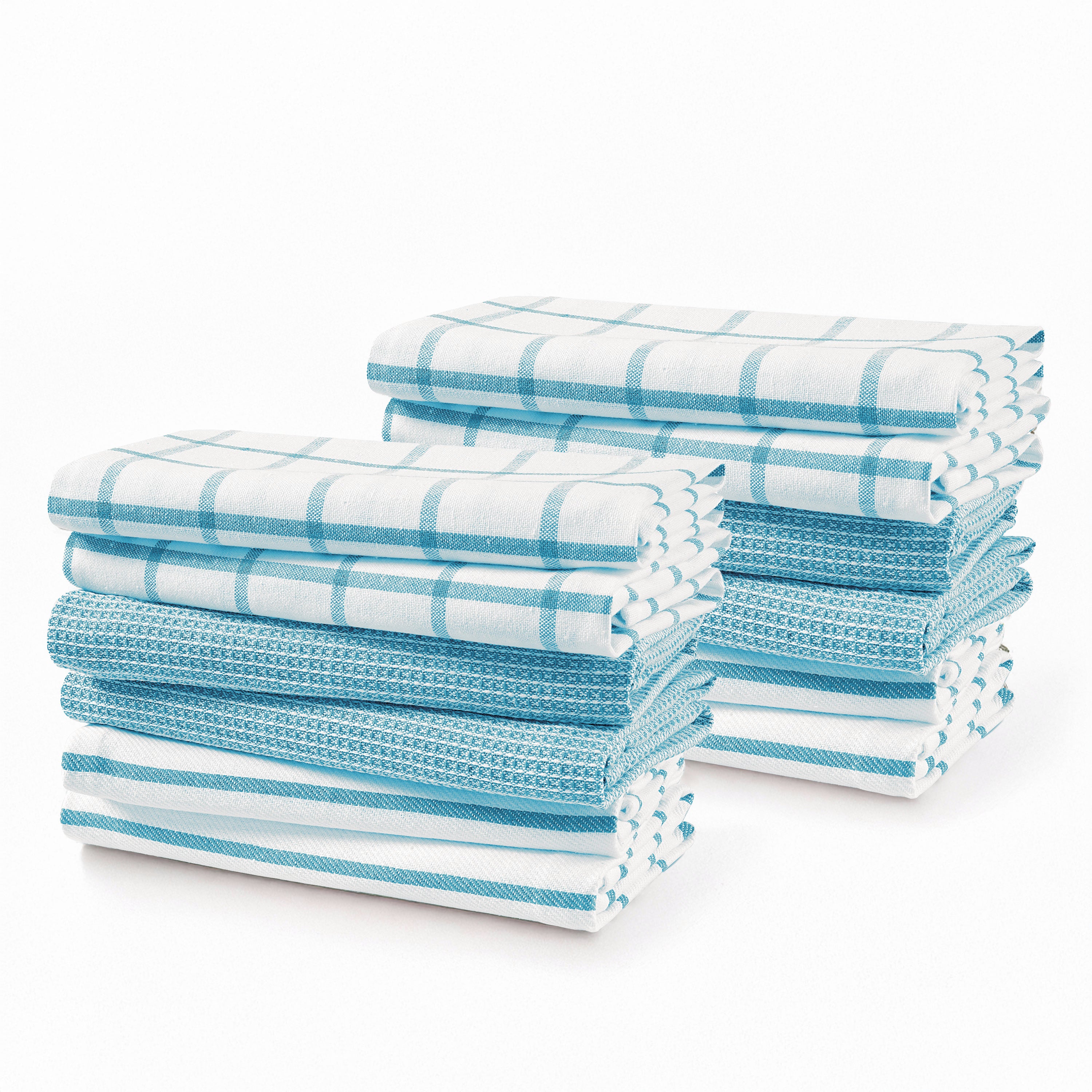 Set of 12 Multiweave Kitchen Towels - Aqua