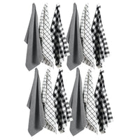 Set of 12 Multiweave Kitchen Towels - Black