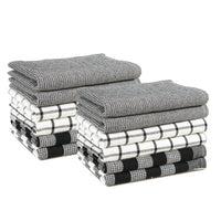 Set of 12 Multiweave Kitchen Towels - Black