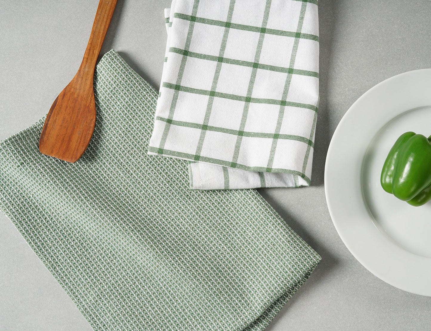 Set of 12 Multiweave Kitchen Towels - Olive