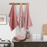Set of 12 Multiweave Kitchen Towels - Red