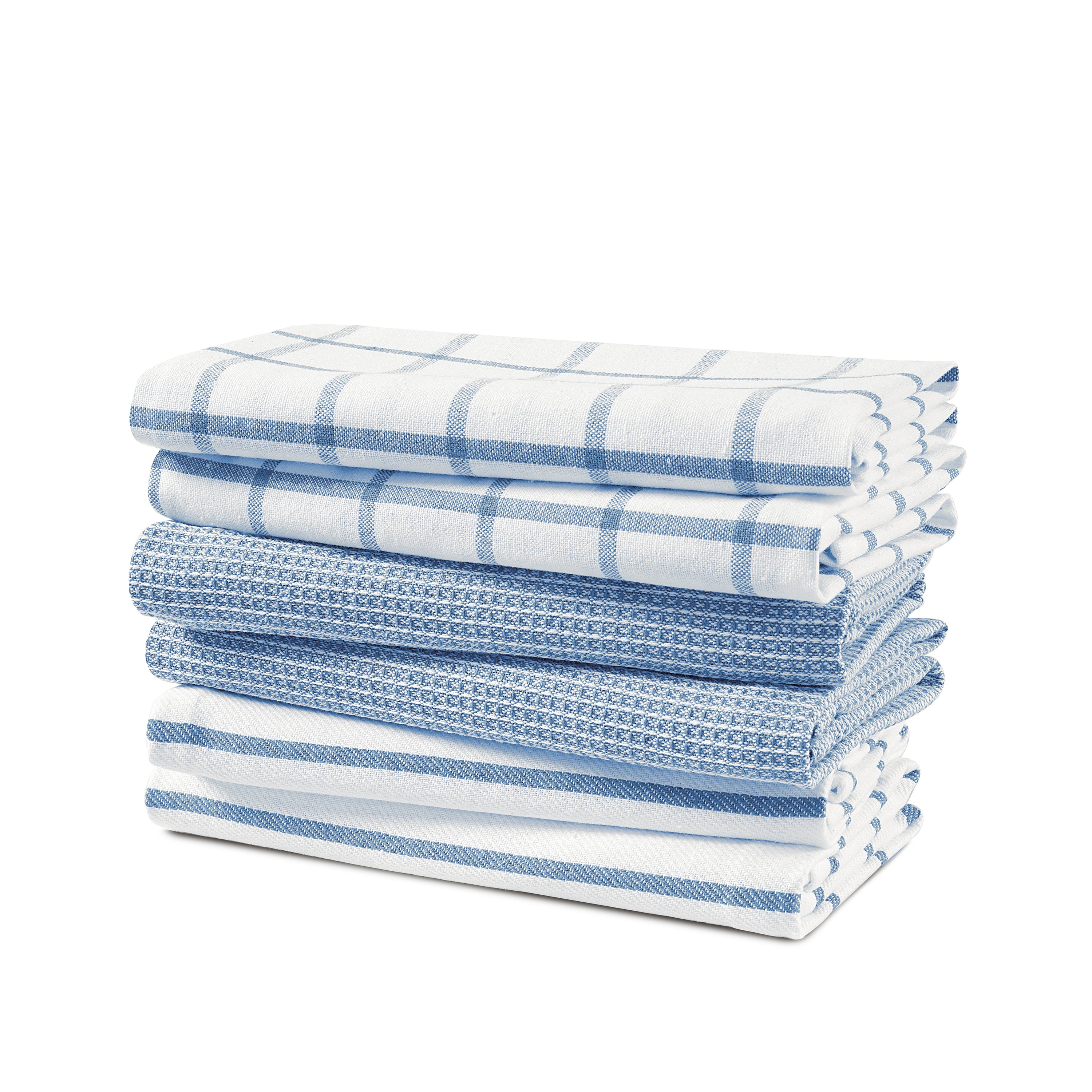 Set of 6 Multiweave Kitchen Towels - Indigo